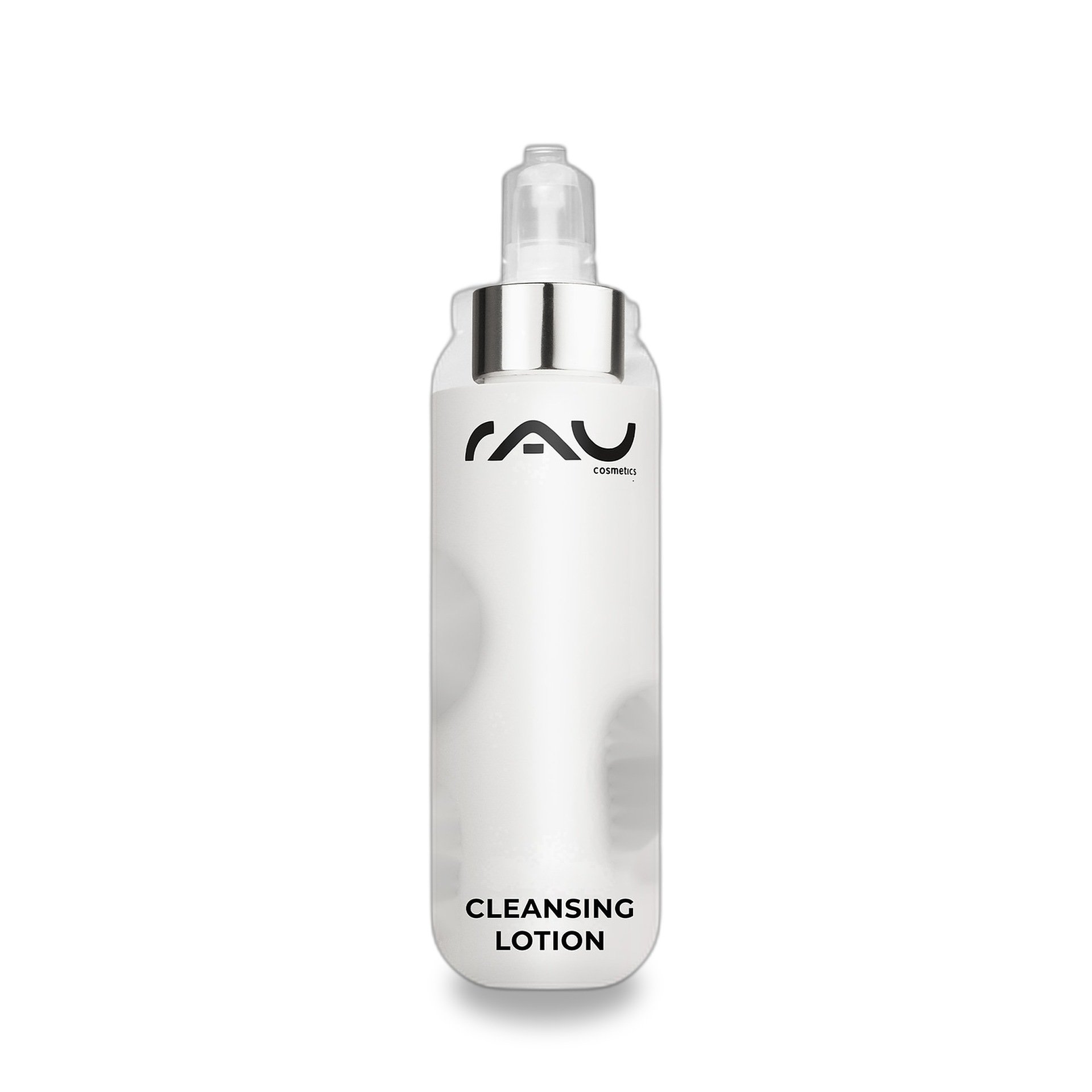 RAU Cosmetics Cleansing Lotion 200 ml — milde Reinigungsmilch und Make-up Remover, Flasche freigestellt, Made in Germany, Reinigungslozione, Lotion, Cosmetics, Flasche, Klar/weiß
