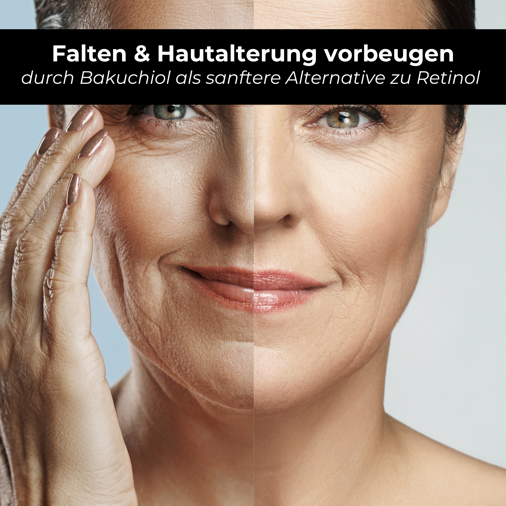 Anwendung des Fluids am Hals zur Reduzierung von feinen Linien.