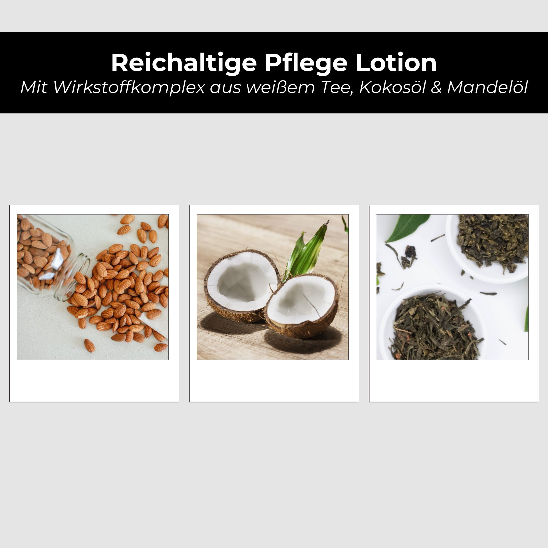 RAU White Tea Body Lotion 250 ml  - Rich Body Lotion with White Tea & Aloe Vera Reichhaltige Pflege Lotion mit weißen Tee, Kokosöl und Mandelöl, Zutaten für intensive Hautfeuchtigkeit und Pflege.