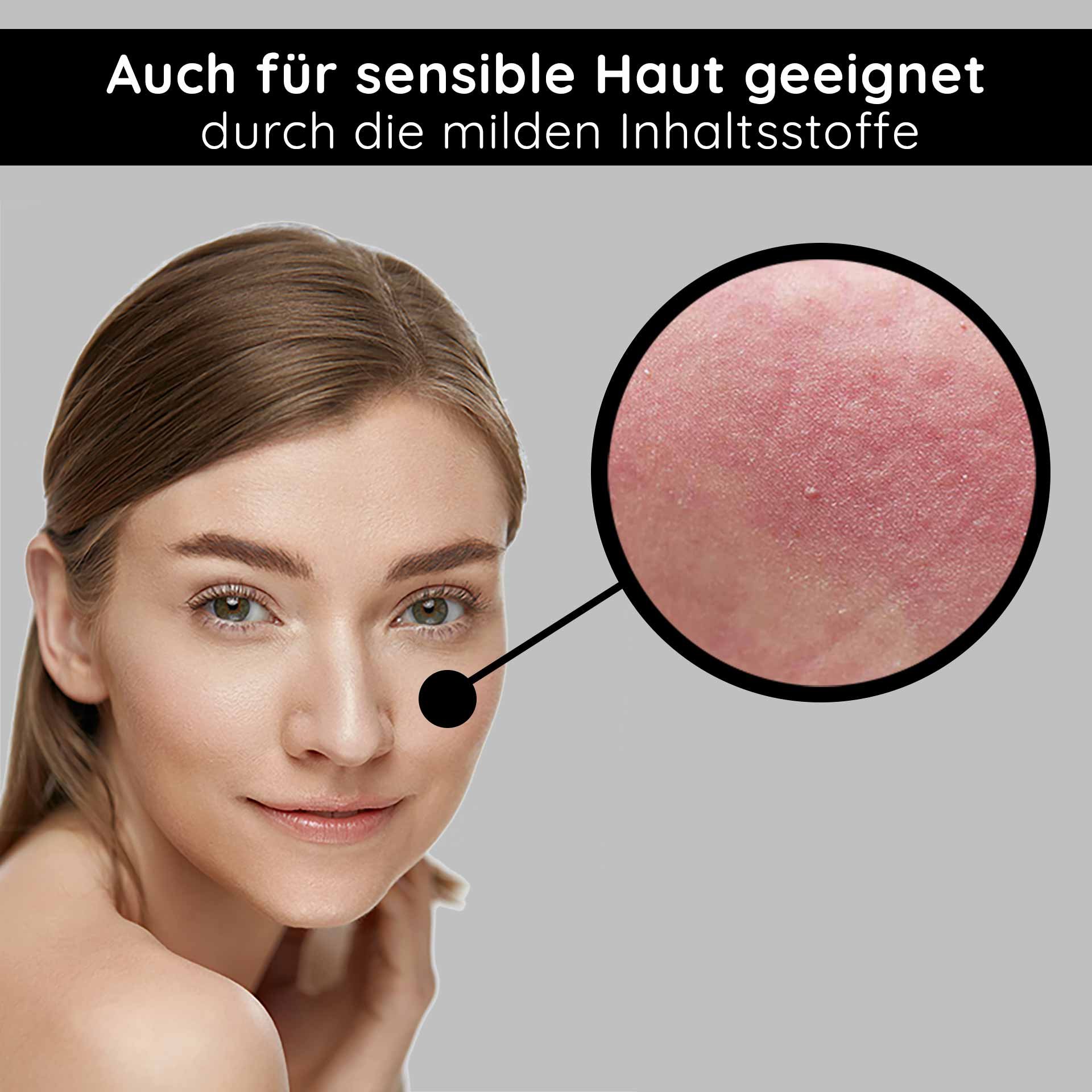 Protection des peaux sensibles : Gros plan d'une femme au teint radieux soulignant les ingrédients doux de la crème.