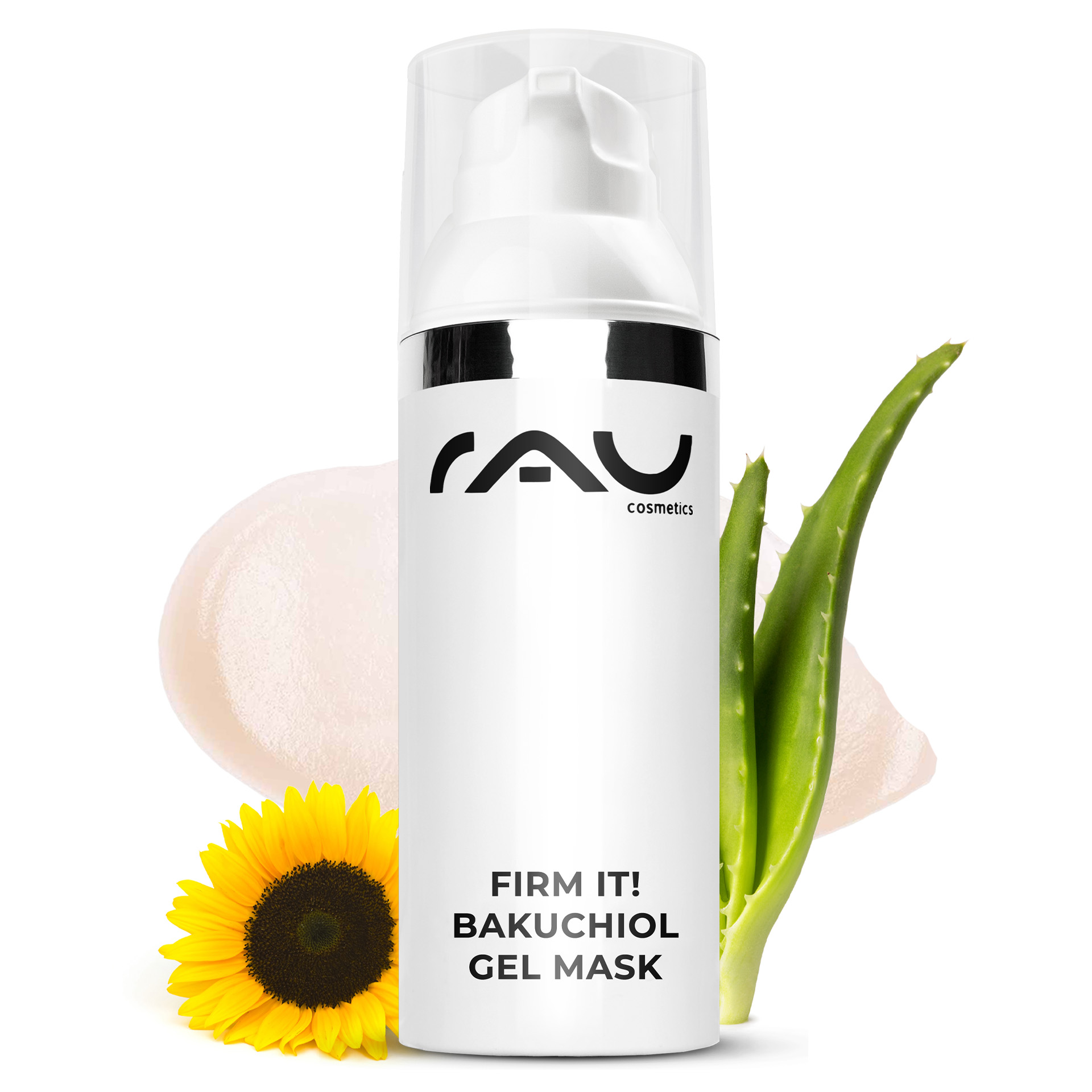 Firm it! Bakuchiol Gel Mask 50 ml Anti-Aging Gel Mask Flasche, Shaker, Kräuterig, Kräuter, Pflanze
