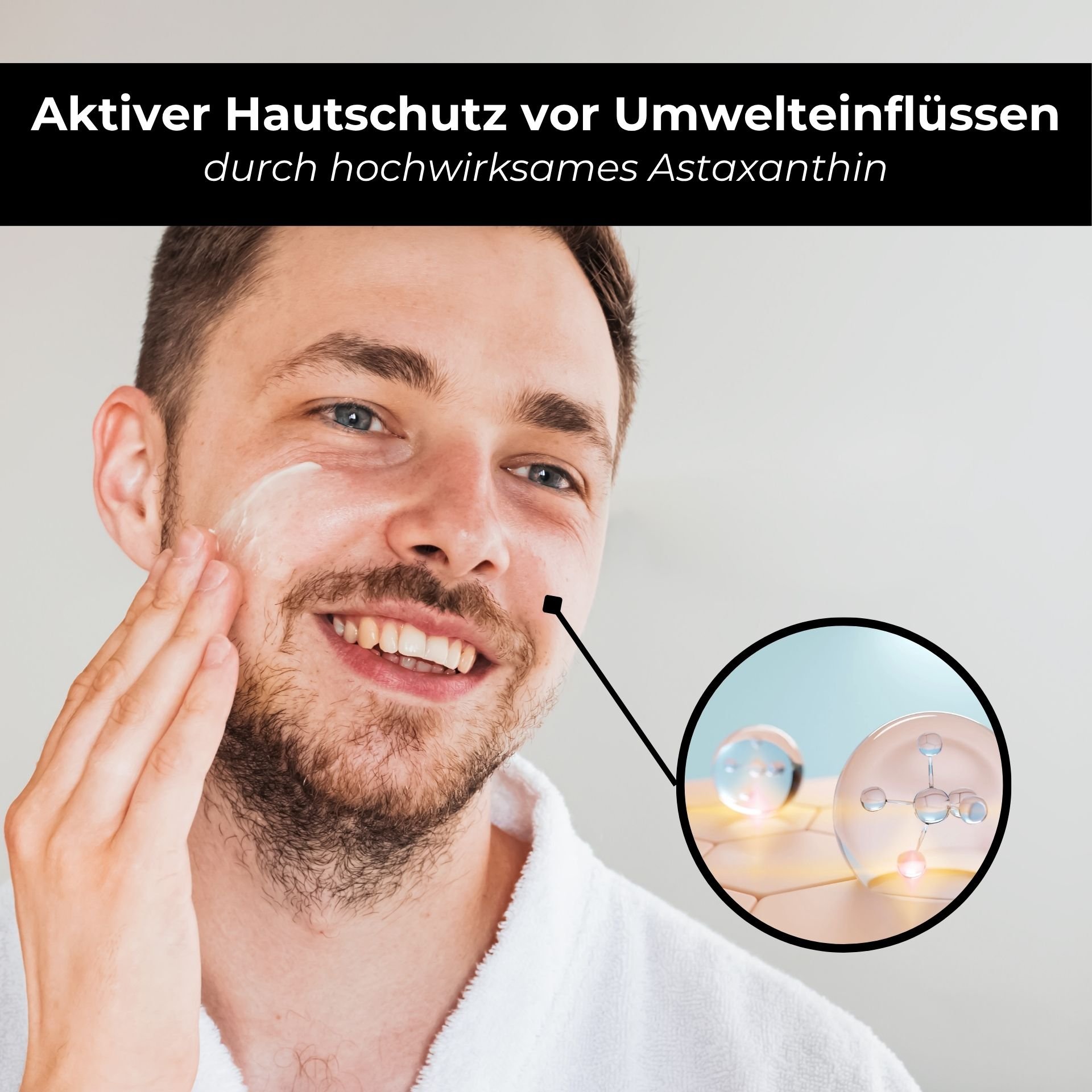 Soothing effect of the aftershave after shaving.