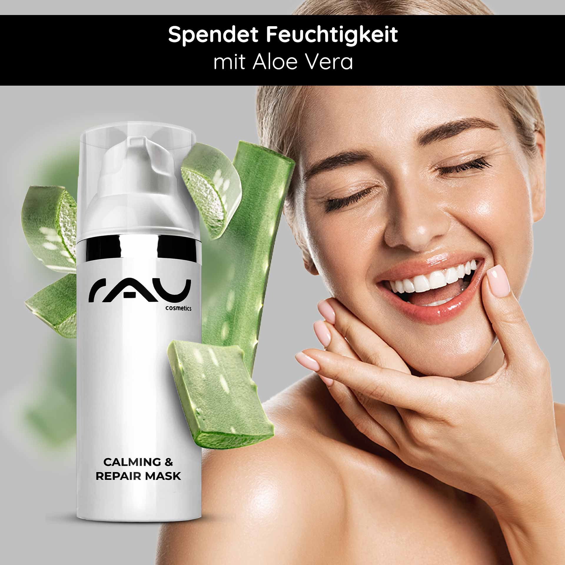 Frau mit aufgetragener Maske genießt die regenerierende Wirkung.