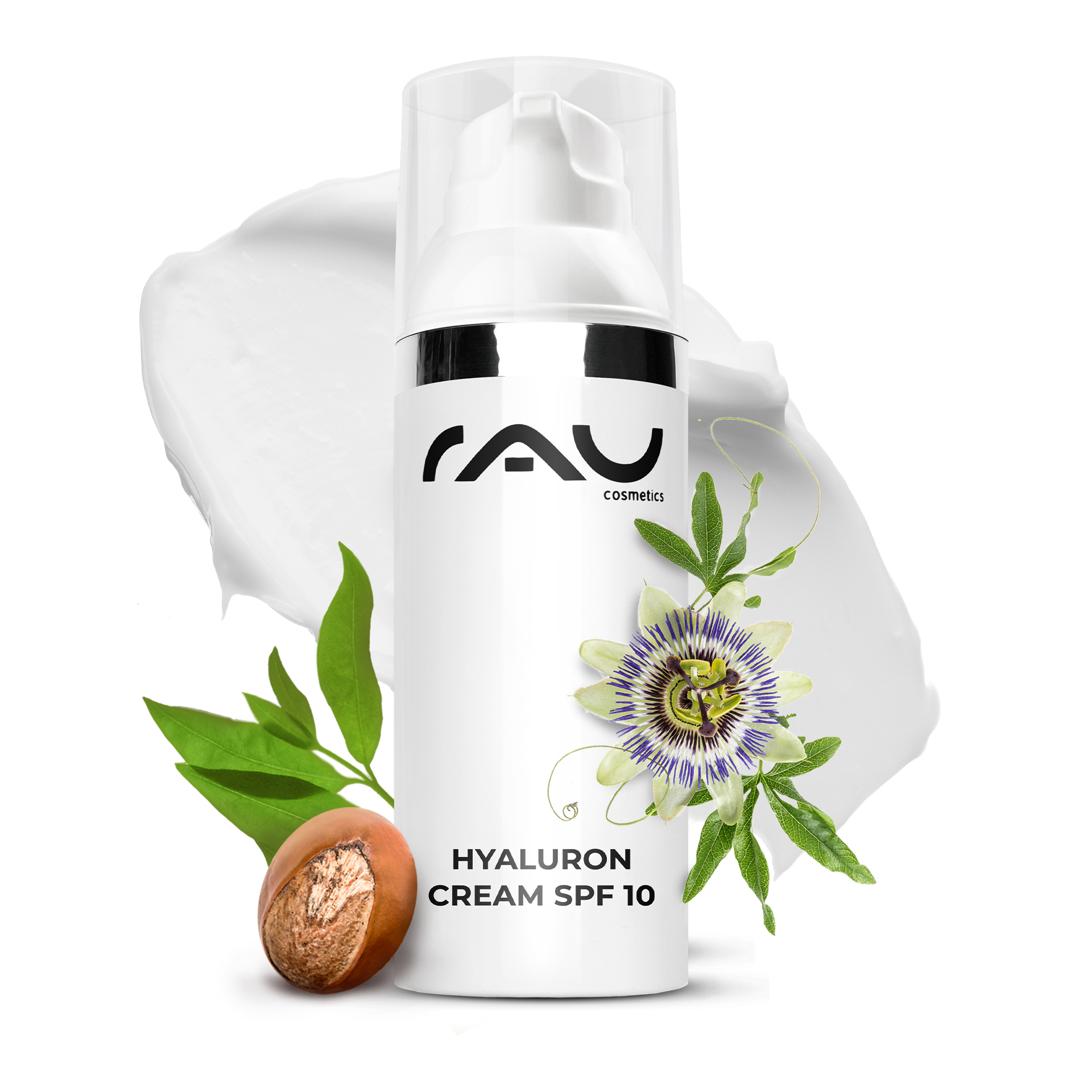 Hyaluron Cream SPF10 50 ml Face Cream with UV Protection Kräuterig, Kräuter, Pflanze, Flasche, Lotion